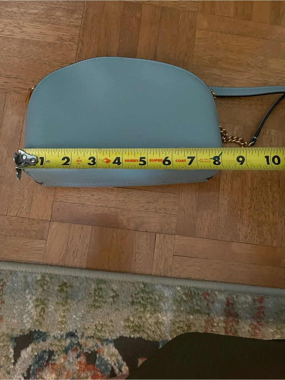 kate spade Light Blue Leather Dome Crossbody with Gold Chain Strap